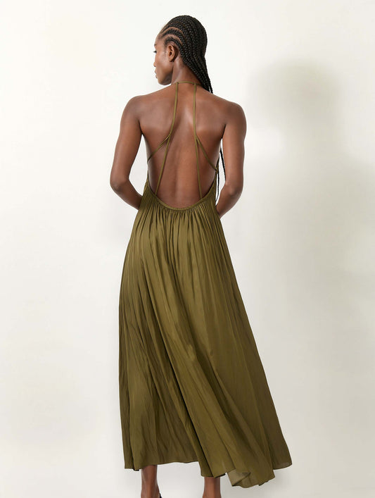 Khaki Angel Skin backless long dress