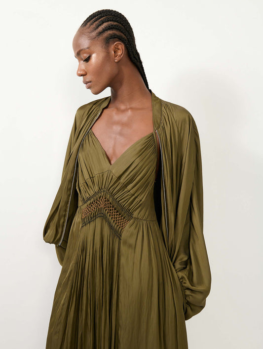 Khaki Angel Skin backless long dress