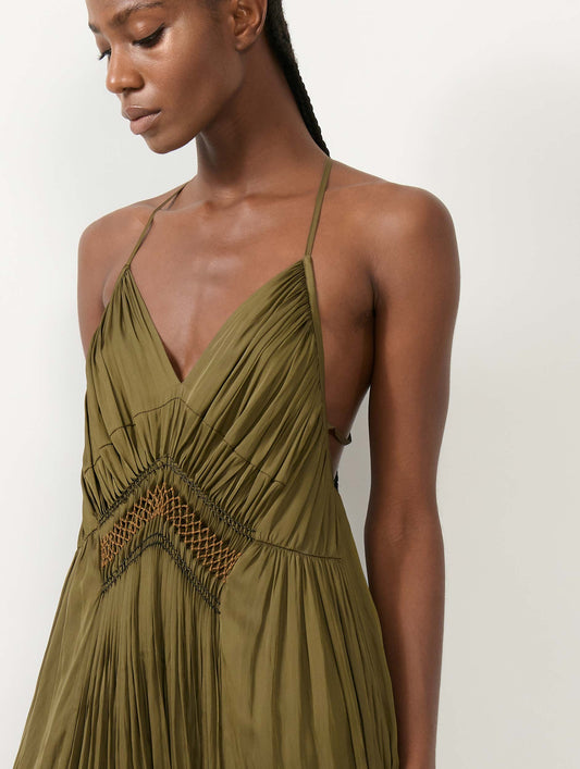 Khaki Angel Skin backless long dress
