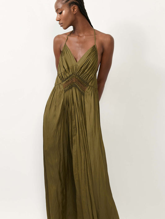 Khaki Angel Skin backless long dress