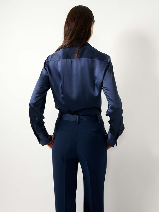 Chemise en satin de soie navy