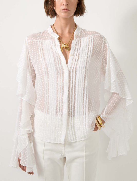 Chemise en soie plumetis blanche