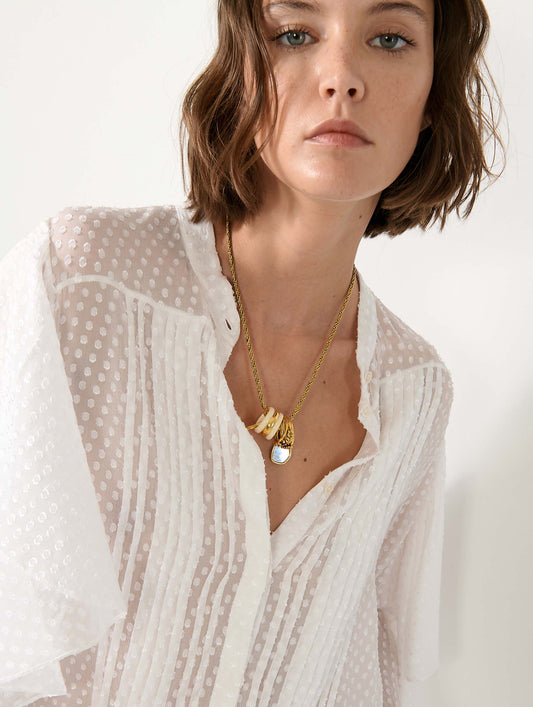 Chemise en soie plumetis blanche