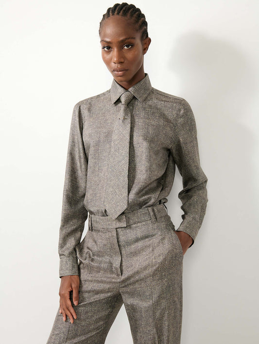 Chemise en twill de soie imprimé Lino