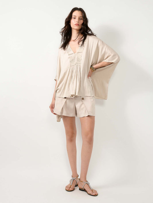 Champagne Angel Skin embroidered top