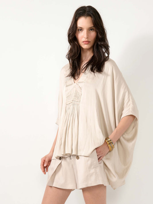 Champagne Angel Skin embroidered top