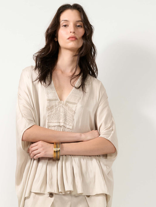 Champagne Angel Skin embroidered top