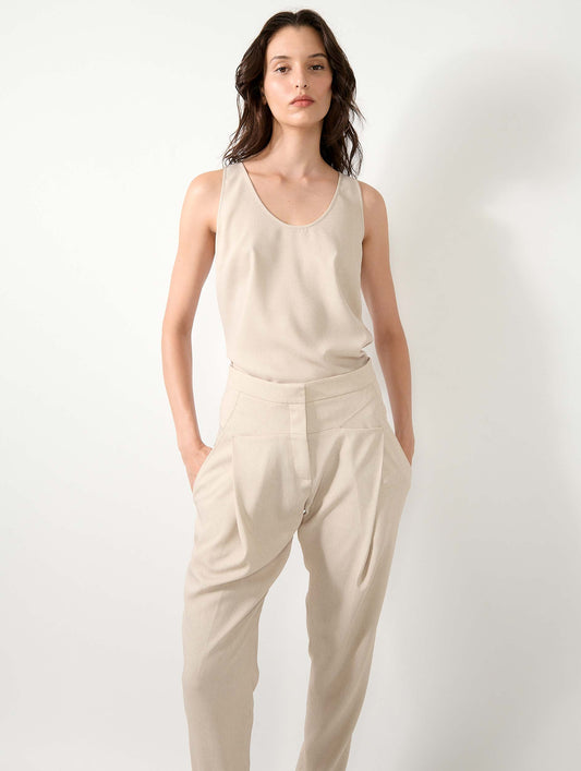 Débardeur en crêpe imprimé sable