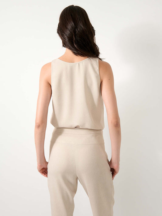 Débardeur en crêpe imprimé sable