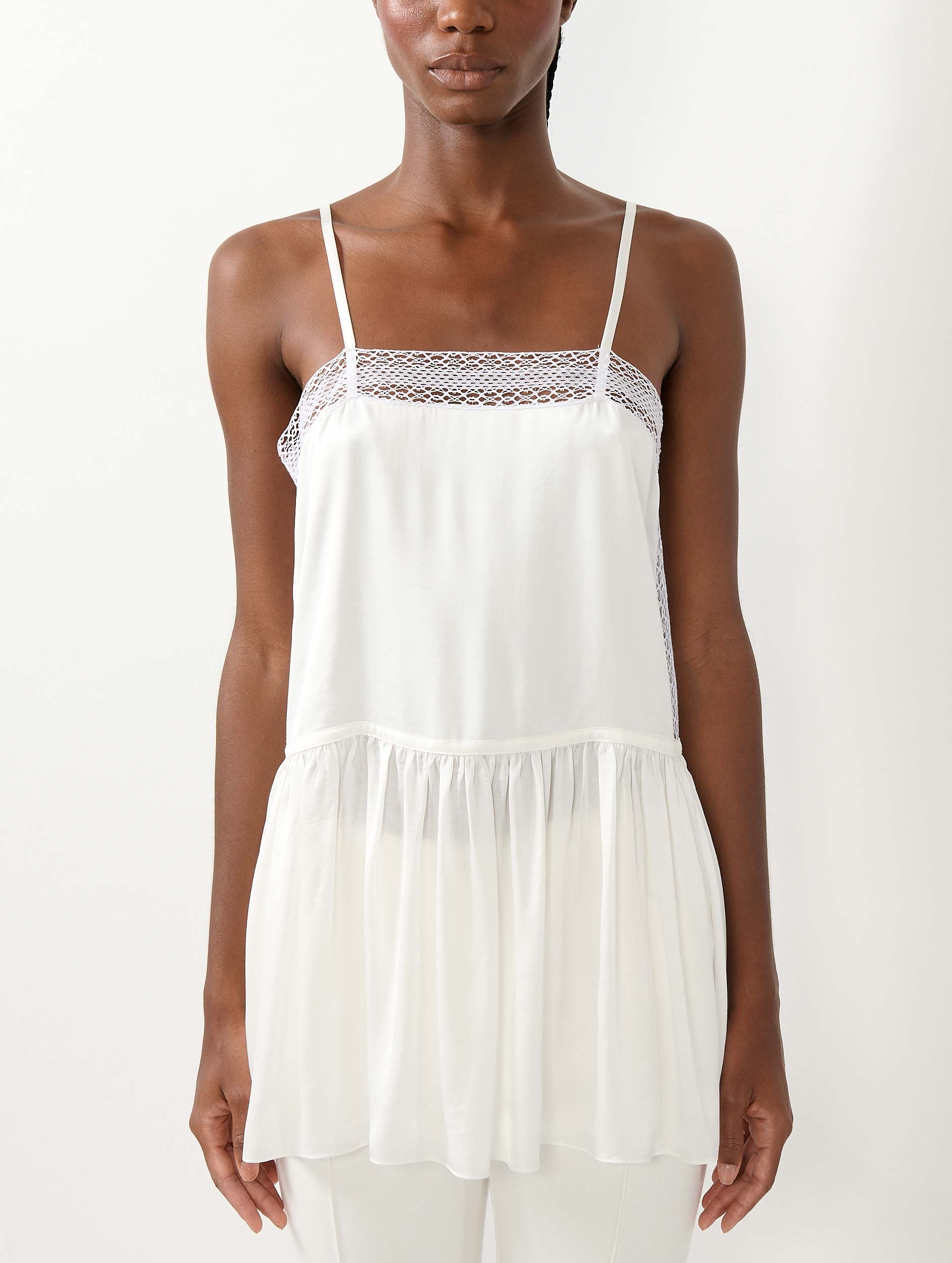 Women Ready-to-Wear | White satin and lace camisole | Barbara Bui
