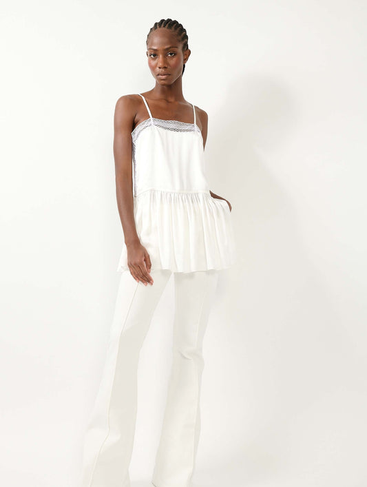 Caraco en satin et dentelle blanc