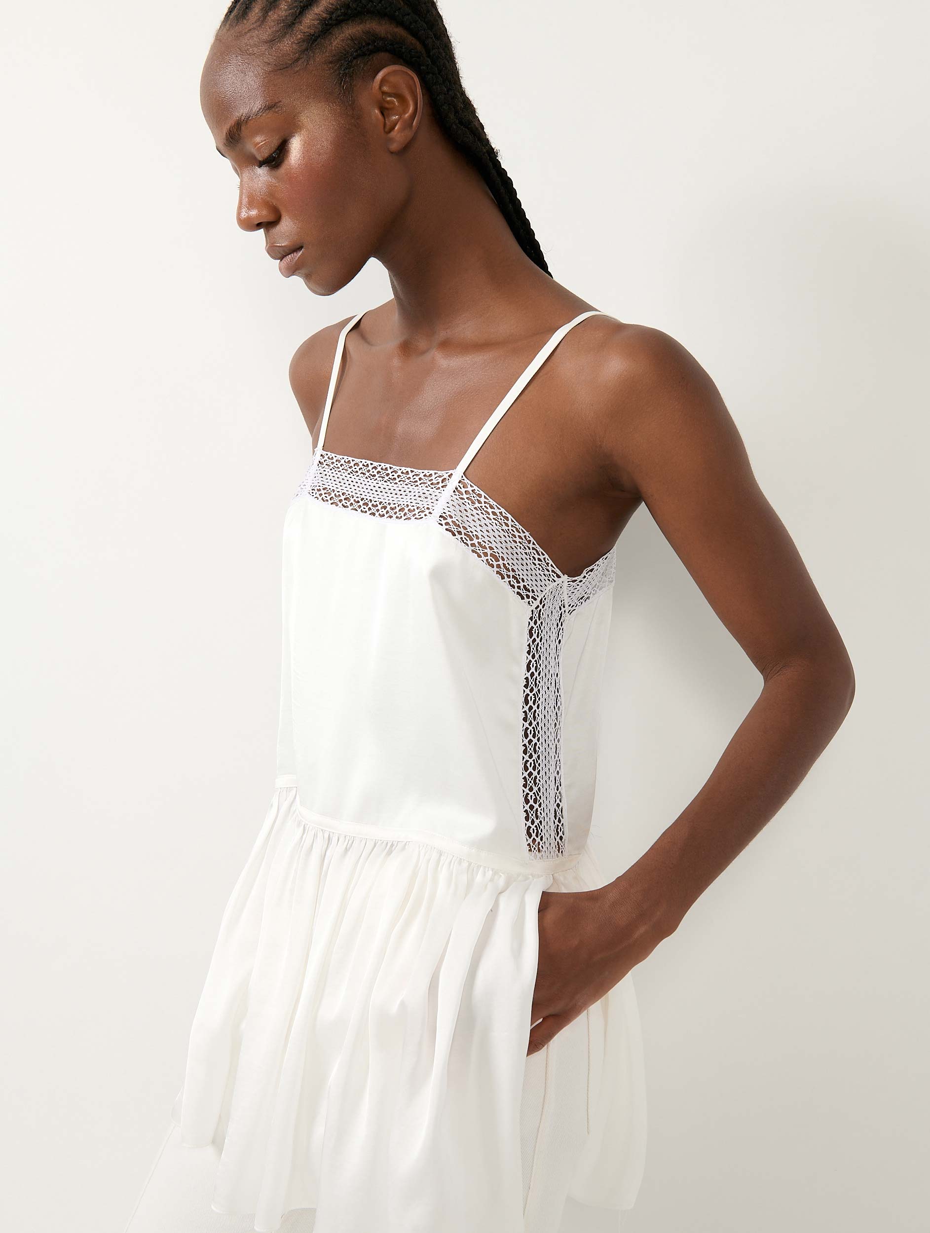 Women Ready-to-Wear | White satin and lace camisole | Barbara Bui