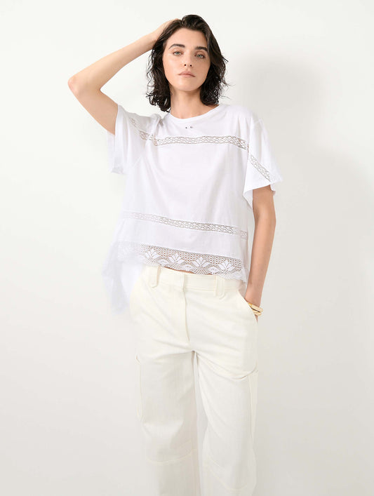 White Tee-shirt with lace insert