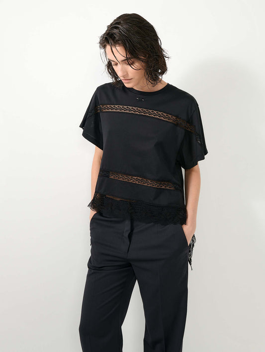 Black Tee-shirt with lace insert