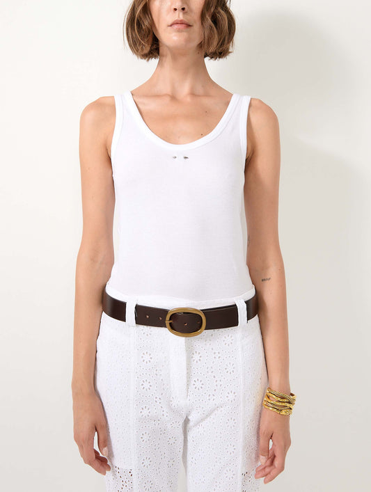 White ribbed jersey tank top