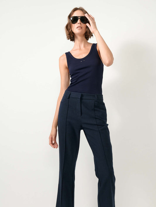 Navy ribbed jersey tank top