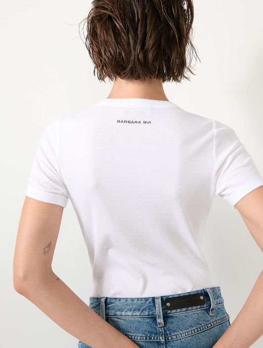 White ribbed jersey t-shirt