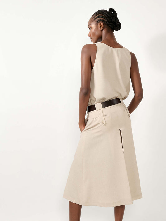 Jupe culotte en crêpe imprimé sable