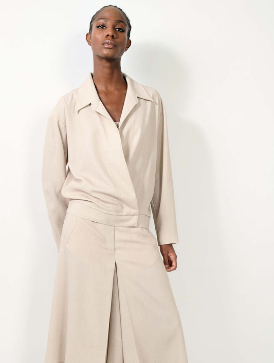 Jupe culotte en crêpe imprimé sable