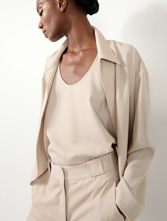 Jupe culotte en crêpe imprimé sable