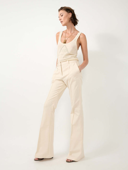 Pantalon bootleg en coton stretch sable