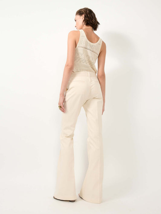 Pantalon bootleg en coton stretch sable