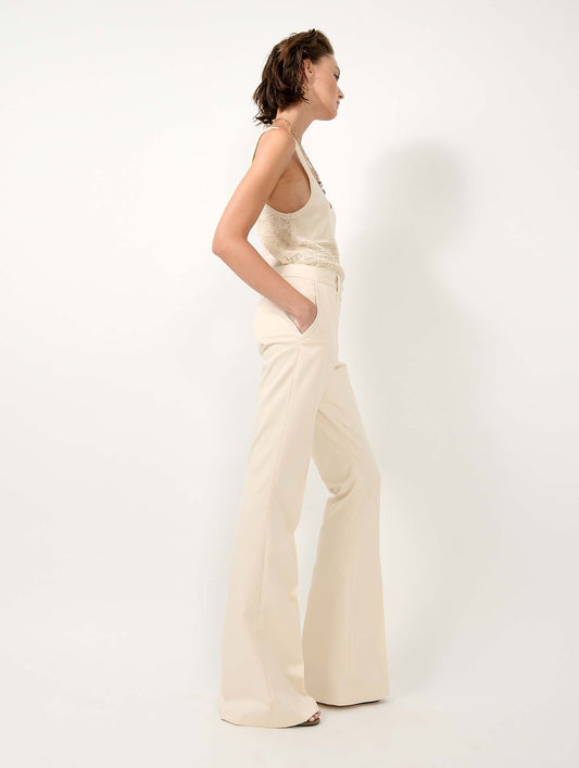 Pantalon bootleg en coton stretch sable