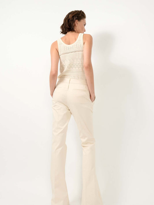 Pantalon bootleg en coton stretch sable