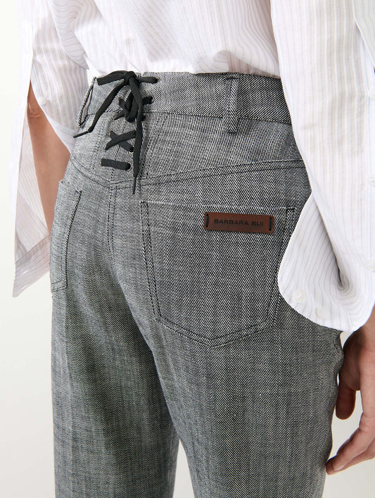 Pantalon 7/8 en sergé de coton gris
