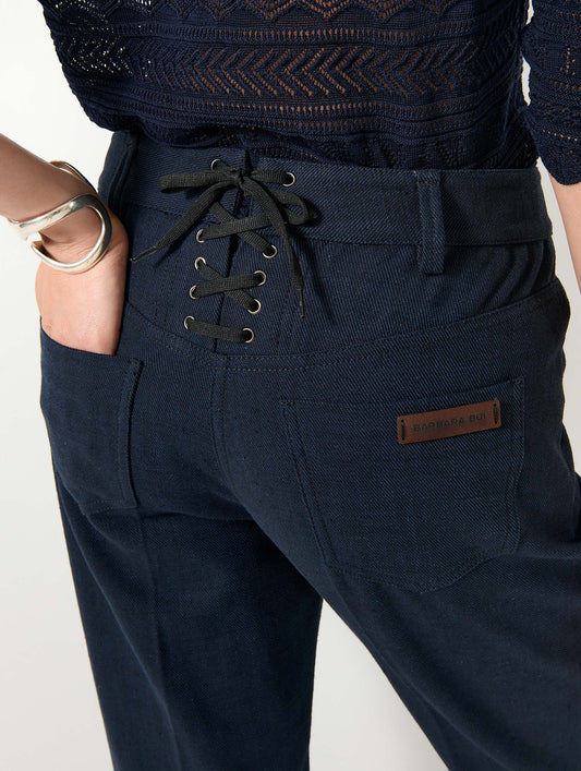 Pantalon 7/8 en sergé de coton navy