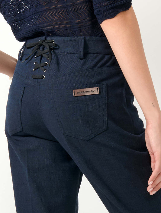 Pantalon 7/8 en sergé de coton navy