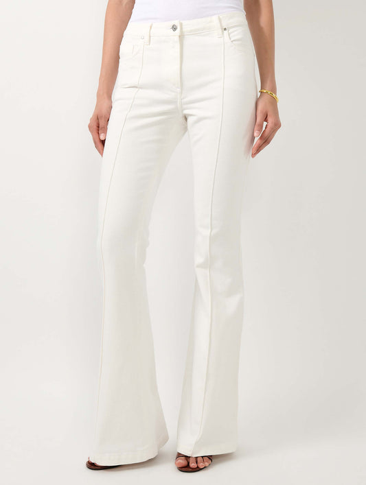 White denim flare jeans