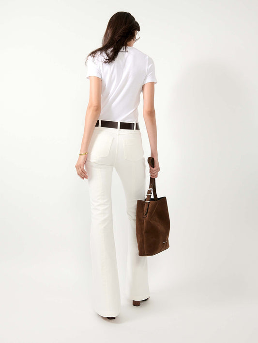 White denim flare jeans