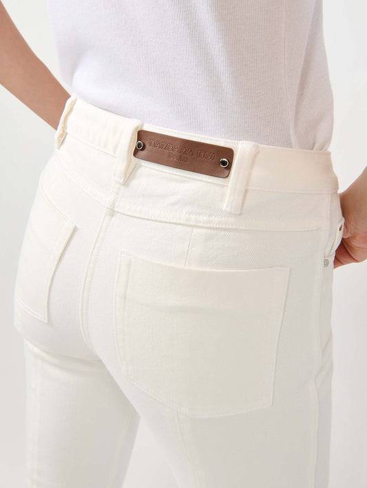 White denim flare jeans
