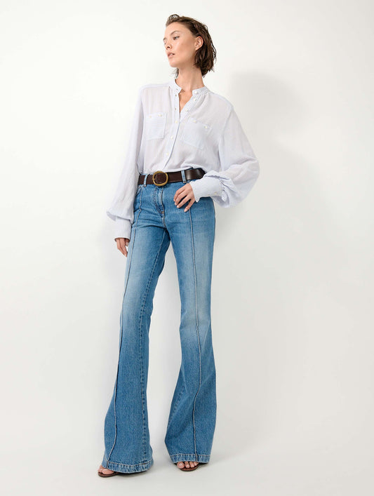 Blue denim bootcut jeans