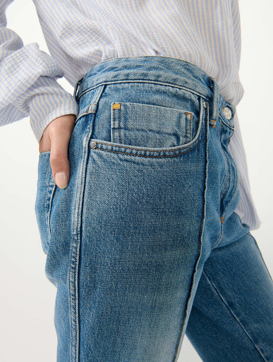 Blue denim bootcut jeans