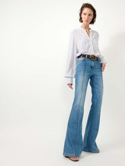 Blue denim bootcut jeans