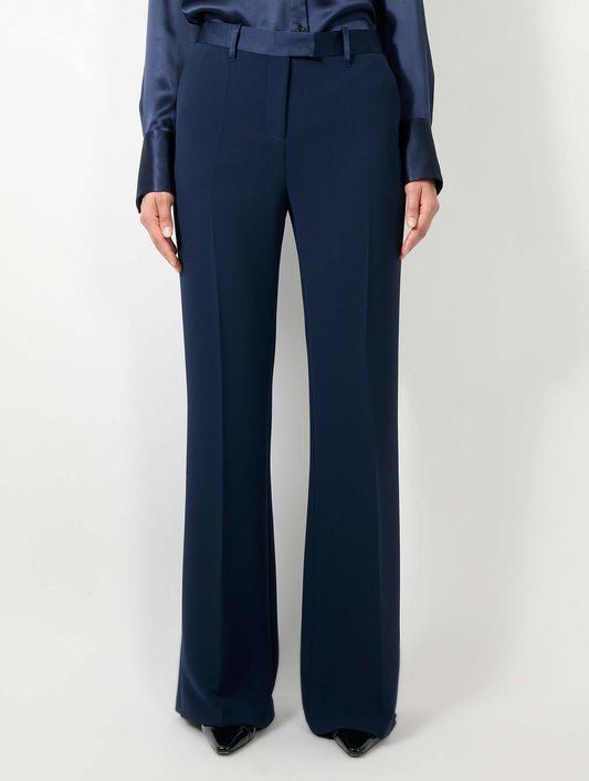 Pantalon flare en crêpe navy