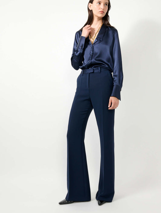 Pantalon flare en crêpe navy