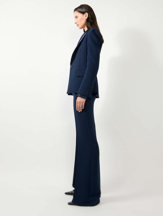 Pantalon flare en crêpe navy