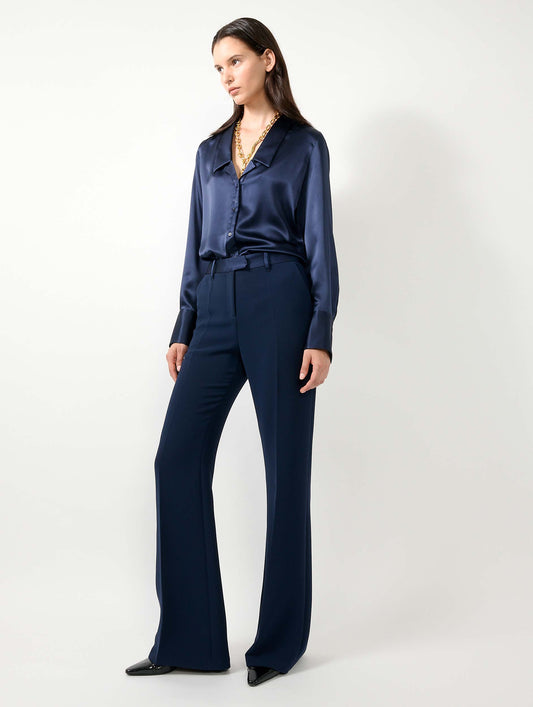 Pantalon flare en crêpe navy