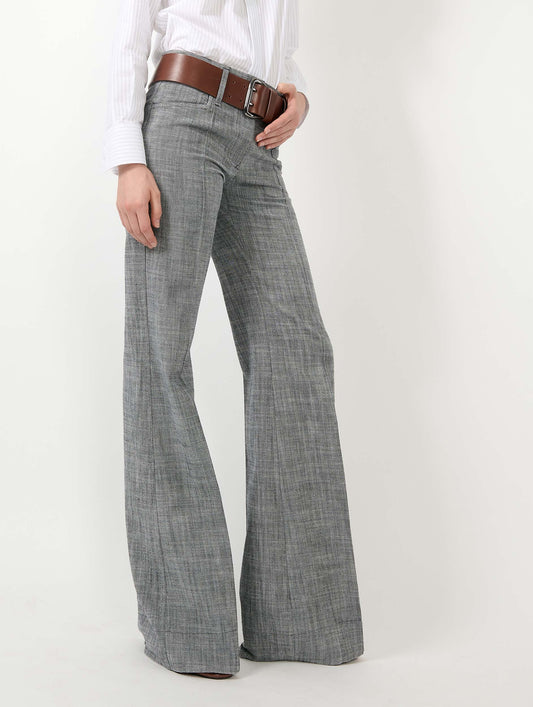 Pantalon flare en sergé de coton gris