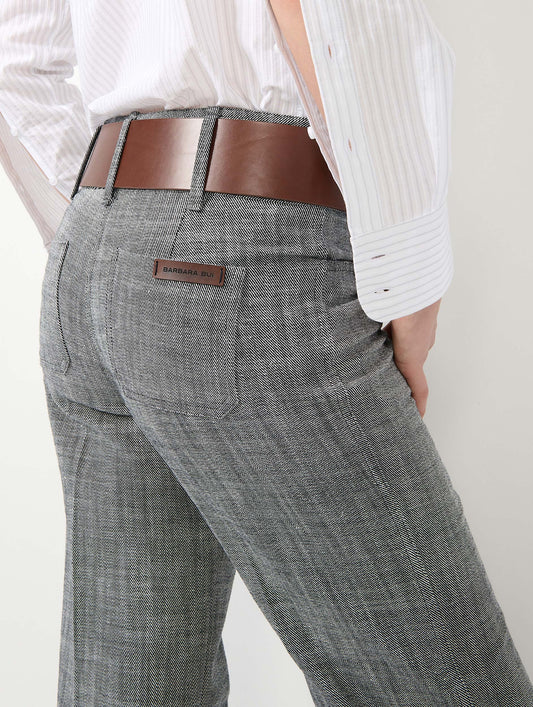 Pantalon flare en sergé de coton gris