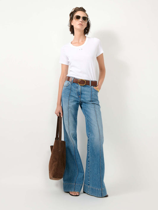 Blue denim flare jeans