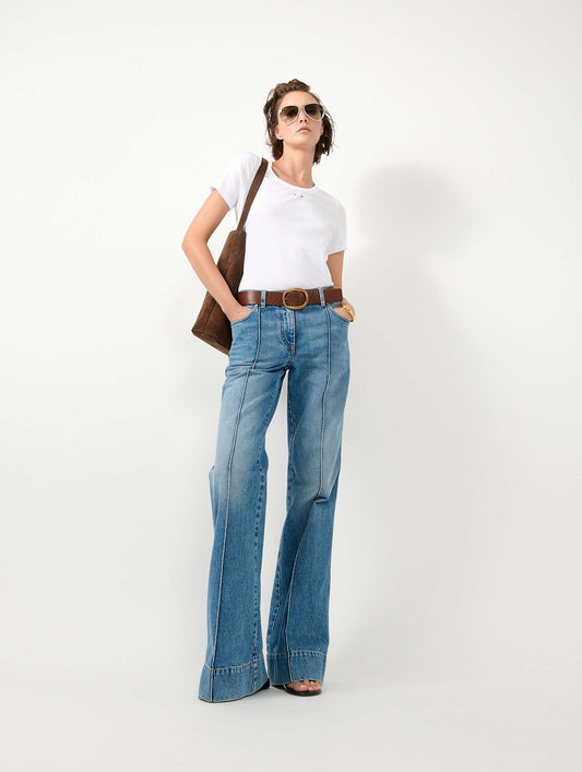 Blue denim flare jeans