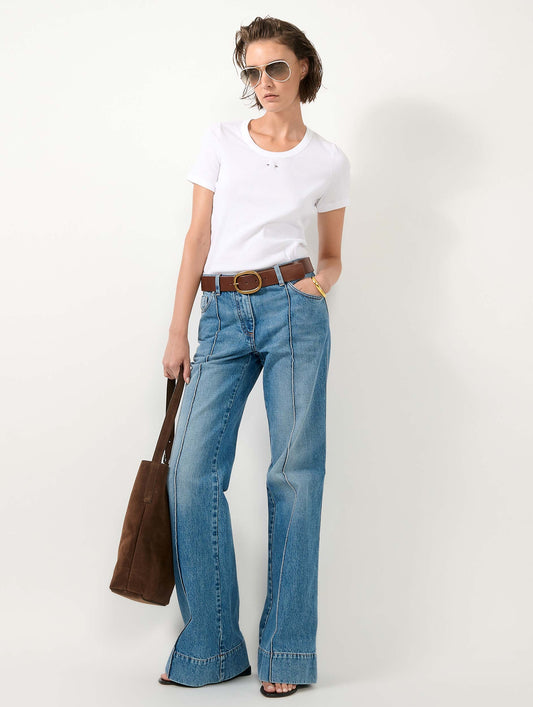 Blue denim flare jeans