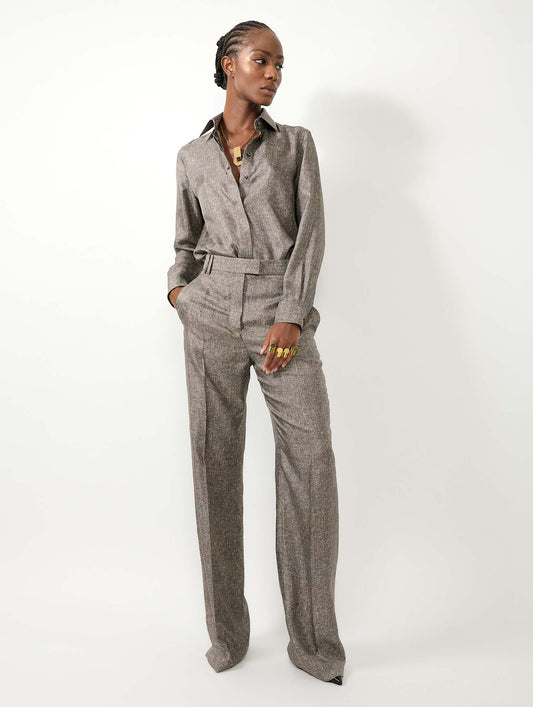 Pantalon latge en twill de soie imprimé Lino