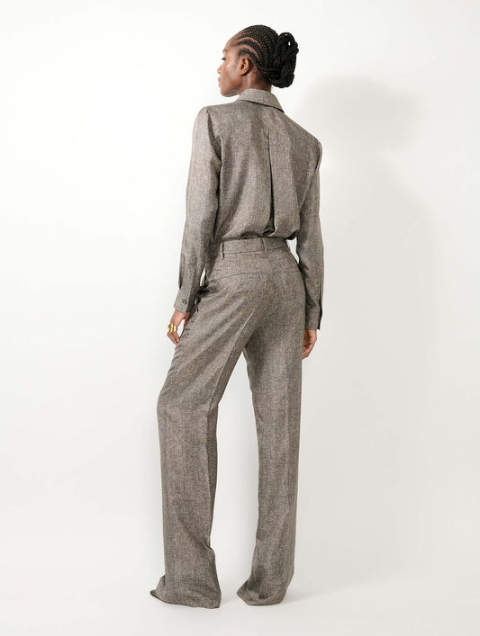 Pantalon latge en twill de soie imprimé Lino