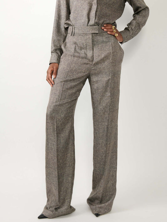 Pantalon latge en twill de soie imprimé Lino