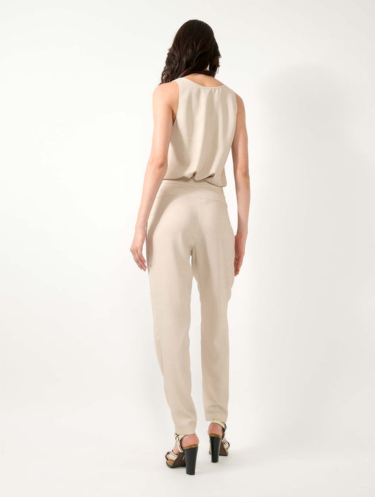 Pantalon en crêpe imprimé sable